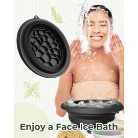 Semaiki Silicone Bowl for Face Ice Bath,Collapsible Wash Basin with Inner Icetray,Face Plunge Therapy bowl for Dipping Ice Bath