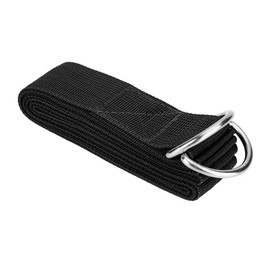 Banda de Yoga, Inelástica cinturón de Estiramiento de Yoga Lavable de Calidad con Hebilla Ajustable de Anilla en D de Metal para Estirar la Pierna(12 * 4 * 4cm-Negro)