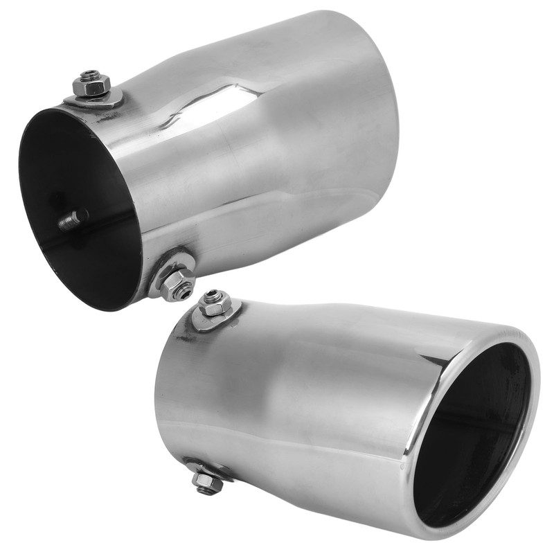 Silver Universal Exhaust Muffler Stainless Steel Exhaust Tip 76mm/2.99in Inlet