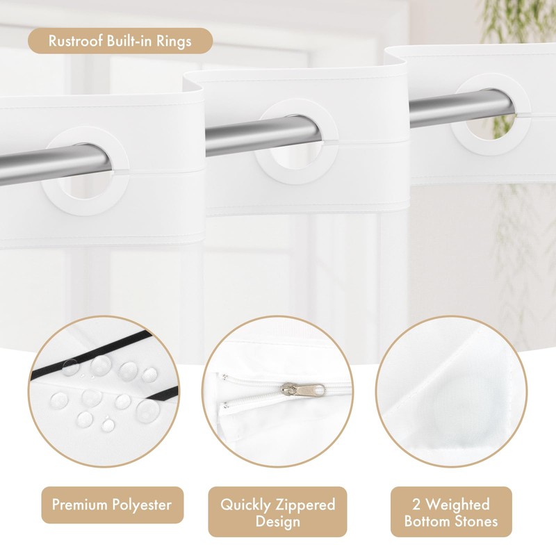 AmazerBath No Hook Shower Curtain and Liner Set, Shower Curtain