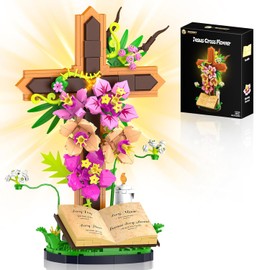 Jesus Cross Flowers Building Blocks Set, Religious Crucifix Compatible with Jesus Building Toy for Decor, Catholic Bible Building Toys, Christmas Easter Gift for Christian Adults Boys Girls, 363PCS