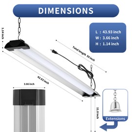 4FT LED Shop Light, 10000 Lumens 84W, Aluminum Shop Light Fixture, 5000K Cool White, Pull Chain, Plug-in Cord, Hanging or Flush Mount, ETL Listed for Garage Workshop Basement Warehouse Black
