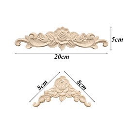 Vasemele Wooden Ornaments for Furniture, Vintage, 6 Pieces, Wooden Ornaments for Furniture, Wooden Ornaments, Corner Wood Carving Applique Ornament, Wooden Ornament, Flowers, Carving Ornaments, Rose