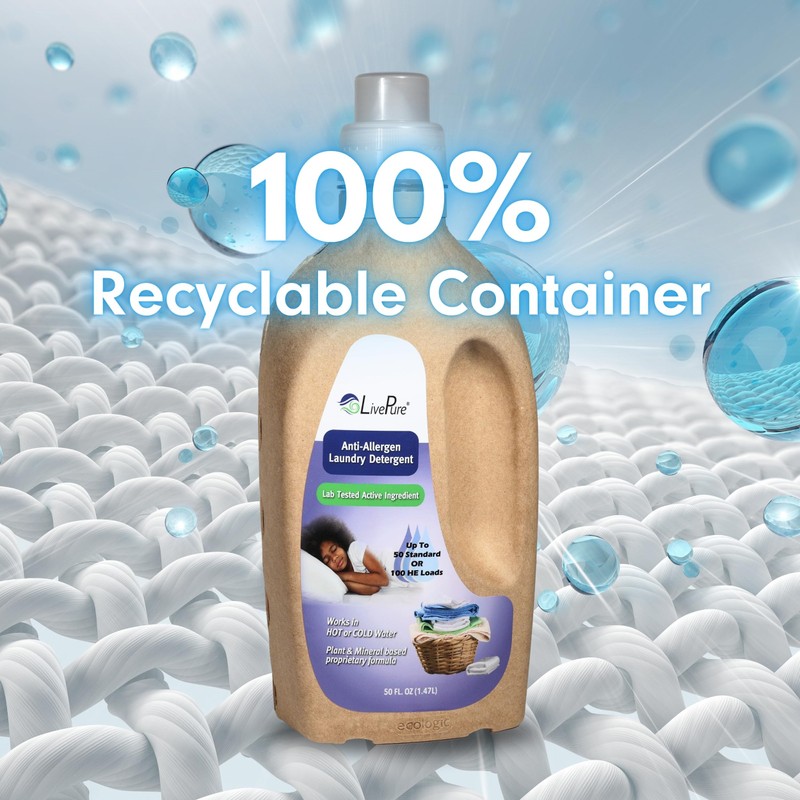 LivePure Anti-Allergen 50 OZ Laundry Detergent for Dust Mites, Pet