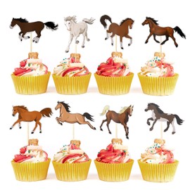 40 Packs Horse Cupcake Toppers Animal Horse Cupcake Picks Party Decorations for Horse Racing Party Equestrian Themed Birthday Baby Shower Birthday Decorations