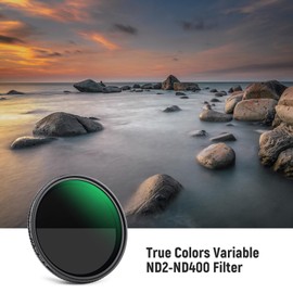 NEEWER 67mm True Color Variable ND2-ND400 Filter, Hard Stops Adjustable Neutral Density VND Filter with Multi Coated HD Optical Glass/Aluminum Frame/Water Repellent/Scratch Resistant