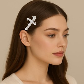 GGUFAY 2 StüCk Haarspangen Damen Mit Diamant Kreuz FüR Damen Frauen MäDchen Modische Haarklammer Entenschnabel Haarspange