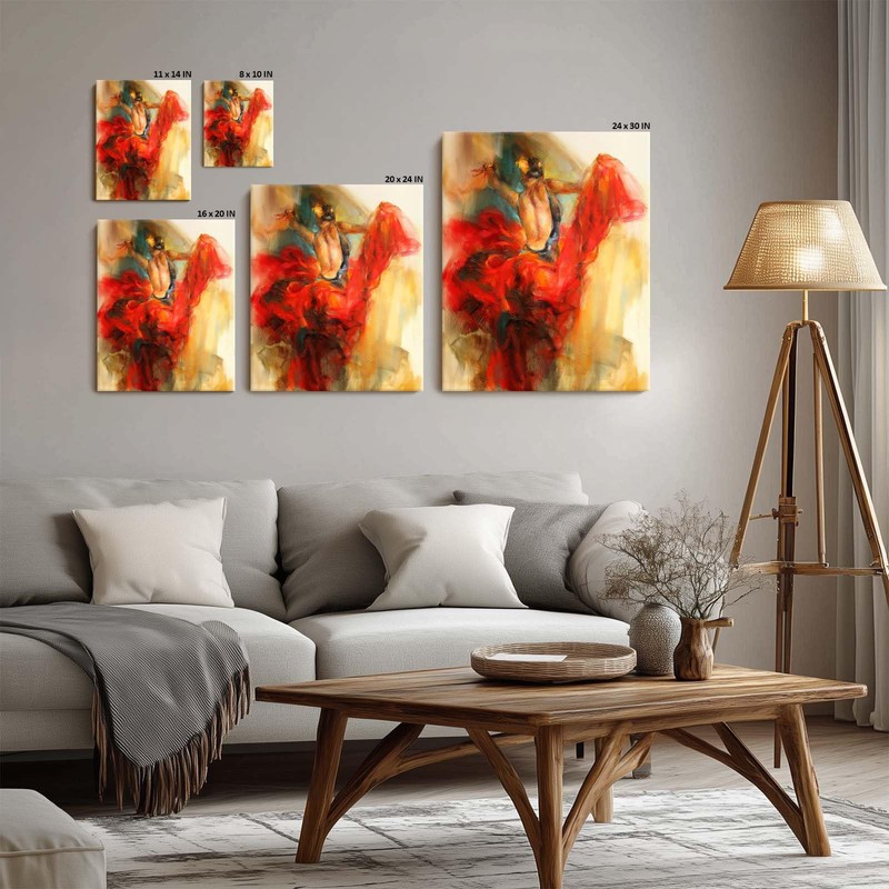 Dancing Lady Oil Paintings Spanish Flamenco Dancer Canvas Wall Painting,