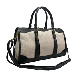 Augbunny Canvas Meet Leather Retro-Textured Handbag for Women Designer Crossbody Satchel Purse With Strap Shopping Travel Sports Gym Bag