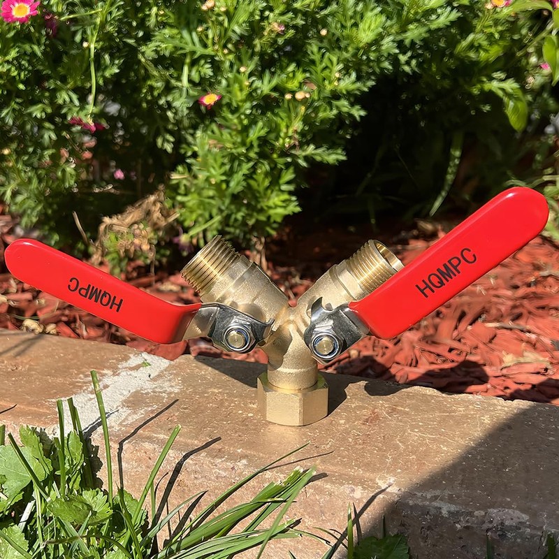 HQMPC Garden Hose Y Valve Hose Splitter Brass Hose Splitter
