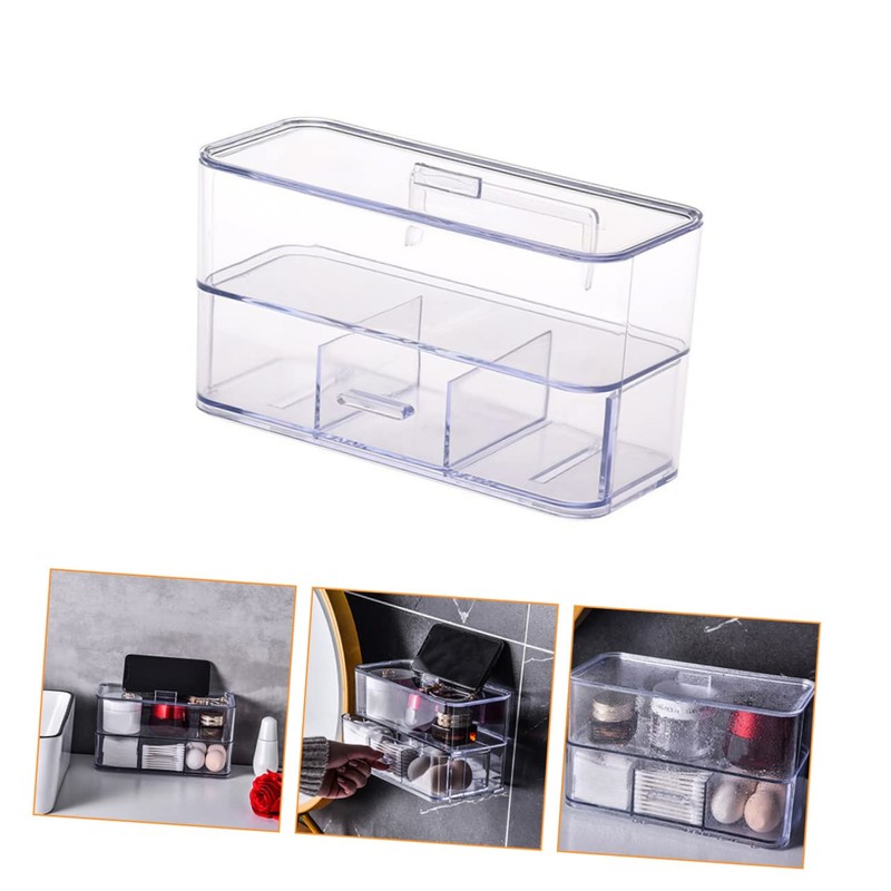 WOONEKY Bathroom Wall-mounted Storage Box Cosmetic Organizer for Makeup and