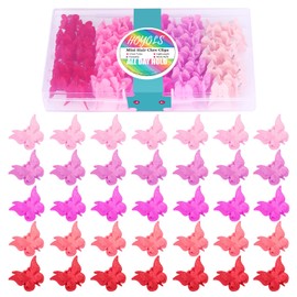 HOYOLS Hot Pink Red Butterfly Hair Clips, 90s Kawaii Accessories for Women Girls and Kids, Small Cute Hair Clips for Rave Festival Party 5 Colors, 50 Pcs (Passion Color)