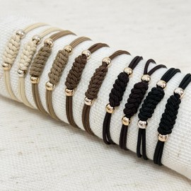 UDeBe Elegant Elastic Hair Ties with Gold Beads – 10-Piece Boho Neutral Set, Durable Knot Ponytail Holders for Women