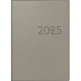 rido/idé Pocket Diary Model Perfect/Technik I (2025), 2 Pages = 1 Week, A6, 208 Pages, Faux Leather Cover, Tejo, Grey