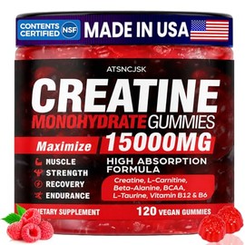 Creatine Gummies Monohydrate Complex, Pre-Workout for Men & Women, Creatine Gummy with L-Taurine, BCAA 2:1, B12/6 for Muscle Support, Enhance Strength