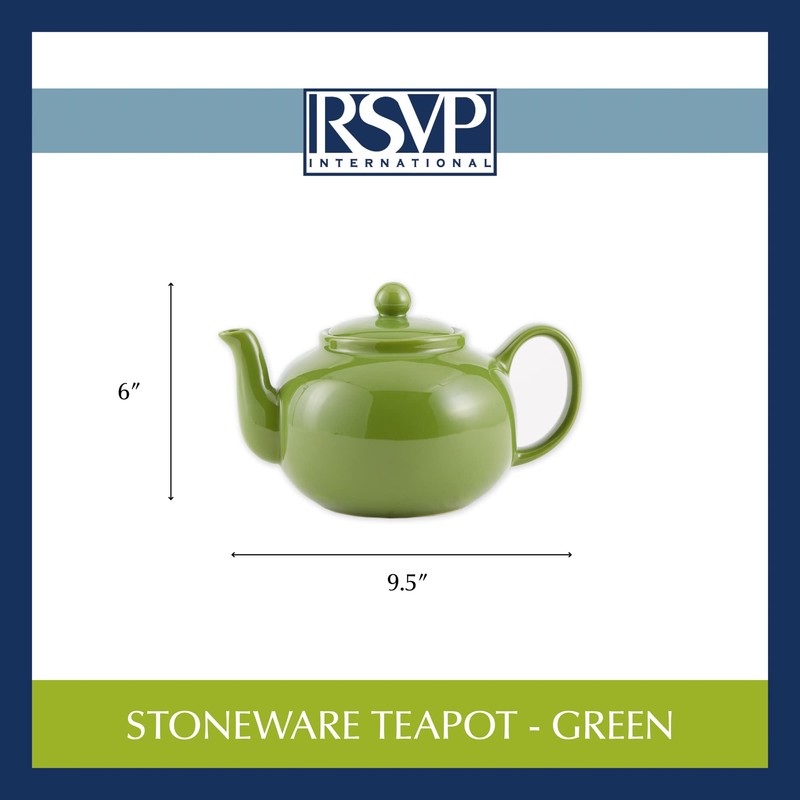 RSVP International Stoneware Teapot Collection, Microwave and Dishwasher Safe, 42
