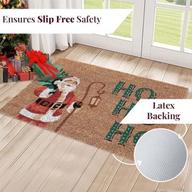 Folkulture Christmas Door Mat Outdoor, Eco Friendly Christmas Door Mats for Front Door, 24 X 16 Inch Welcome Matt or Doormat for Home Entrance, Durable & Anti Slip Coir Door Mats (Ho Ho Ho)