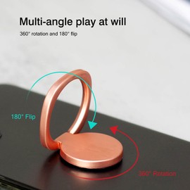 [2 Pack] Matte Rounded Edges Cell Phone Ring Holder Stand,360 Degree Rotation and 180 Degree Adjustable Finger Ring Kickstand with Frosted Metal Phone Grip (Rose Gold)