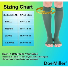 Doc Miller Calcetines de Compresión de Punta Abierta (1 par) 20-30 mmHg Medias de Compresión Para Ejercicio, Recuperación, Dolores, Varices, Mangas para Pantorrillas (Verde Oscuro, Mediana)