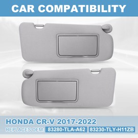 PHATRIP Left Driver & Right Passenger Side Sun Visor with Makeup Mirror Compatible with Honda CR-V 2017-2022 Replace# 83280-TLA-A62, 83280-TLY-H11ZB,83230-TLY-H11ZB Gray