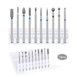 Pack of 10 Professional Diamond Bits for Nail Cutter, Abrasive Set for Manicure Nail Care, Removal Cuticle Kit, Alloy Tungsten Steel Bits (03)