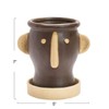 Creative Co-Op Stoneware Face Planter with Saucer, Brown & Cream