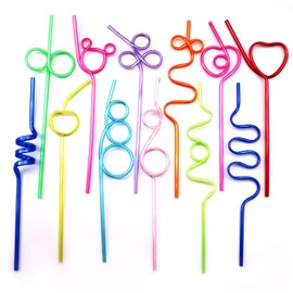 12 Pcs Colorful Curly Straws - Reusable Party Straws for Kids and Adults, Fun Drinking Straws