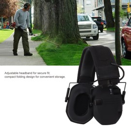 Brrnoo Auriculares Electrónicos con Reducción de Ruido, Orejeras de Seguridad Auditiva Plegables, Orejeras de Protección Auditiva Versátiles (Negro)