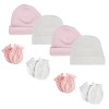 UD_Baby Girls Cap And Infant Mittens - 8 Pc Set