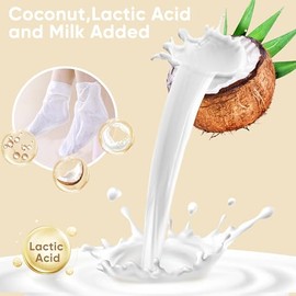 Mascarilla de peeling de coco Berlaney para pies, 3 pares de mascarillas exfoliantes para pies para pieles secas, talones agrietados, callos, removedo