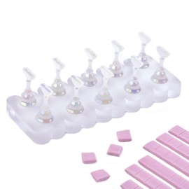 Ycyan 1 juego de soporte de uñas para presionar, acrílico en forma de onda grande para pintar uñas, soporte magnético para arte de uñas, soporte de exhibición con 48 piezas de masilla adhesiva