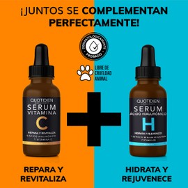 Kit Facial Quotidien: 1 Serum Vitamina C 30ml + 1 Serum Ácido Hialurónico 30ml - Ingredientes Naturales - Hidratación Profunda + Vitalidad en tu Rostro - Mejora la Textura- Firmeza y Tonificación- Disminución de arrugas y lineas de expresión.