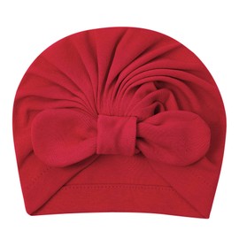 Century Star Baby Girl Beanie Hats Bow Knot Baby Bonnet Infant Toddler Hospital Hat Newborn Cotton Head Wrap Beanie Cap 2Pcs Black&Red One Size