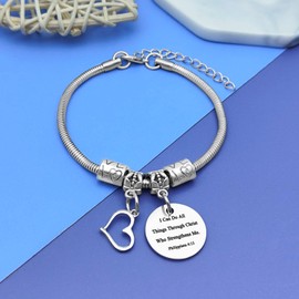 DlaeKua Inspirational Scripture Bible Verse Bracelet for Women Men Philippians 4:13 Christian Religious Gifts Christmas Gift Motivation Gifts Prayer Christian Gifts jewelry faith Bracelet Gift