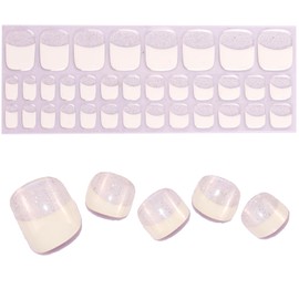 LIFOOST Semi Cured Gel Nail Strips 34 Pc. Toenail Gel Nail Stickers Pedicure Gel Wraps for Nails Glitter Toes Nail Polish Strips for Women Home Nails DIY