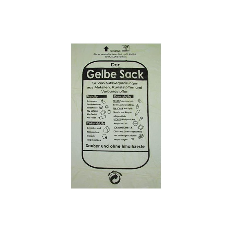 10 Rollen Gelber Sack, Gelbe S√§cke mit praktischem Zugband, 90