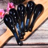 Japanese Soup Spoon set of 5, Blue and Black Vintage