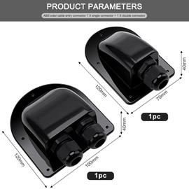 VooGenzek 2 PCS Cable Entry Gland Solar Double Holes + Single Port, Solar Cable Gland Waterproof Housing, for Solar Panels, Motorhomes, Caravans, Boats, for Cable 6-12mm (Black)