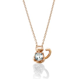 Miwahouseki Birthstone Necklace, Cat Design Holding Tight To Its Owner’s Birthstone, Pink Gold