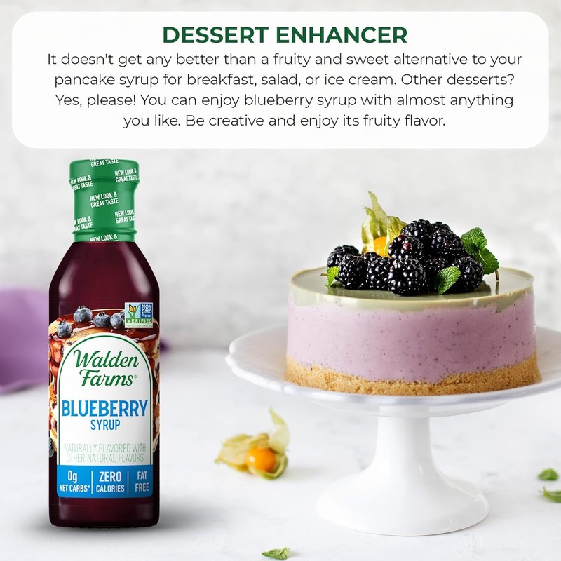Walden Farms Blueberry Syrup - Sugar-Free, Calorie-Free, Low Carb, Keto-Friendly,