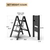 GameGem 3 Step Ladder, Aluminum Folding Step Stool with Anti-Slip