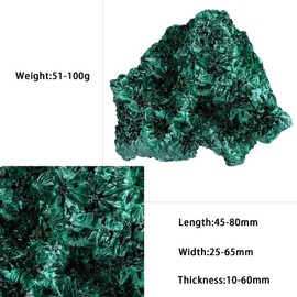 Nupuyai Natural Malachite Stone Rough Stone Irregular Crystal Druse Cluster Minerals Stone Natural Piece Reiki Healing Stone Feng Shui Decoration for Home and Office, 51-100 g