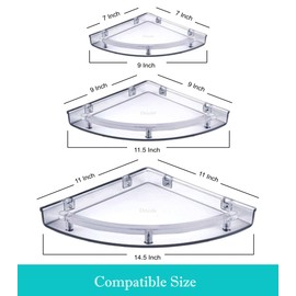 Drizzle Bathroom Corner Shelf Super Clear, Corner Shelves Unbreakable - One Set (3 Pieces)