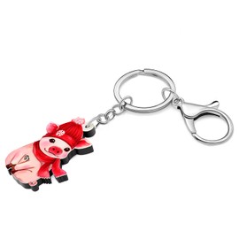 NEWEI Cute Acrylic Pink Pig Keychain for Women Kids Car Keys Charms (Christmas B)
