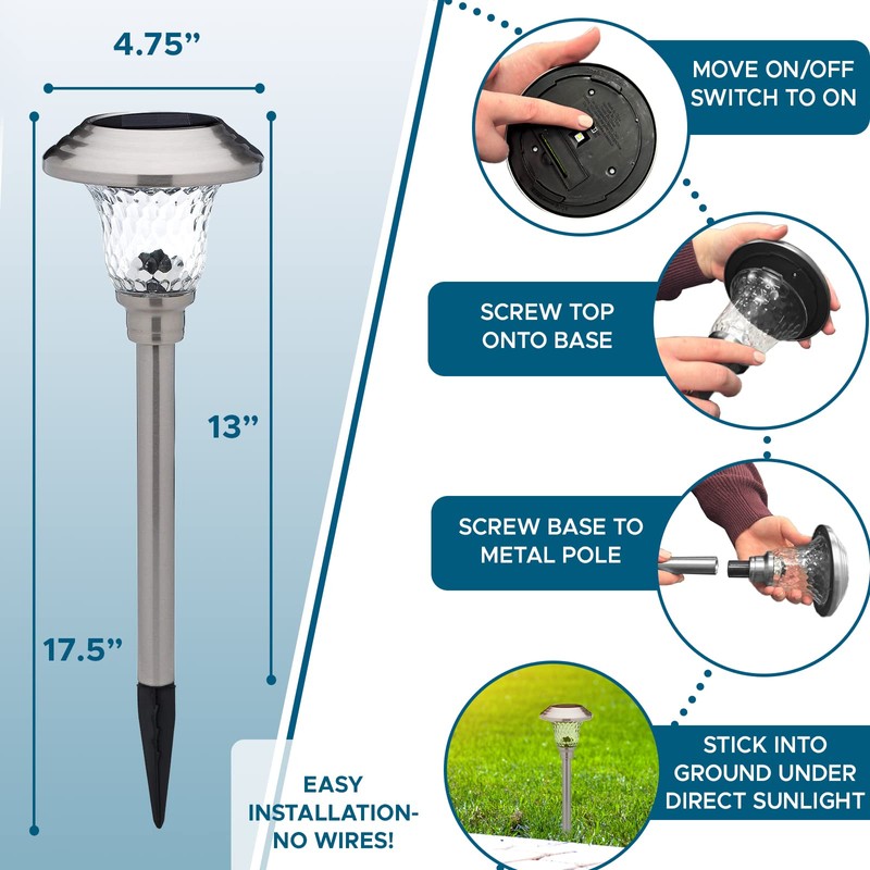 Morvat LED Solar Powered Outdoor Landscape Path Lights with Stainless