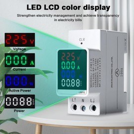 DEWIN Digital Electricity Meter, Electricity Meter, DIN Rail, Digital Display, Energy Meter, Voltmeter, AC 80-270 V with LCD Screen
