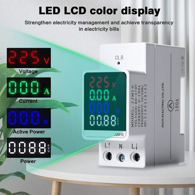 DEWIN Digital Electricity Meter, Electricity Meter, DIN Rail, Digital Display,