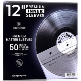 Big Fudge 12" Vinyl Record Sleeves - Inner Sleeves 50 Pack - Anti Static Rice Paper Acid Free Vinyl Covers - Accessories Protect LP Albums from Dust, Dirt & Scratches