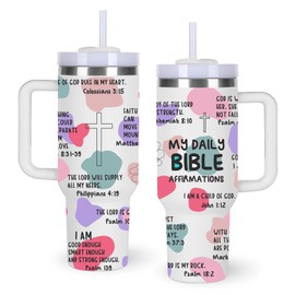 My Daily Bible Affirmations 40oz Tumbler Gifts.40oz Religious Tumbler with Handle.Faith Gifts Christian Gifts for Women.Bible Verse Gifts.Spiritual Encouragement Inspirational Gifts for Women.