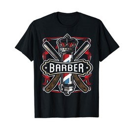 Barber Pole Vintage Cool Outfit Hairdresser Razors Gift T-Shirt